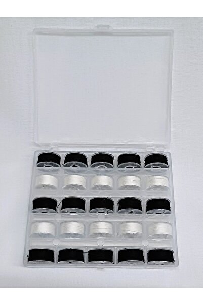 ATMACA TUHAFİYE Ev Tipi Aile Dikiş Makinası 25 Siyah Beyaz İplikli Masura ve Saklama Kutusu