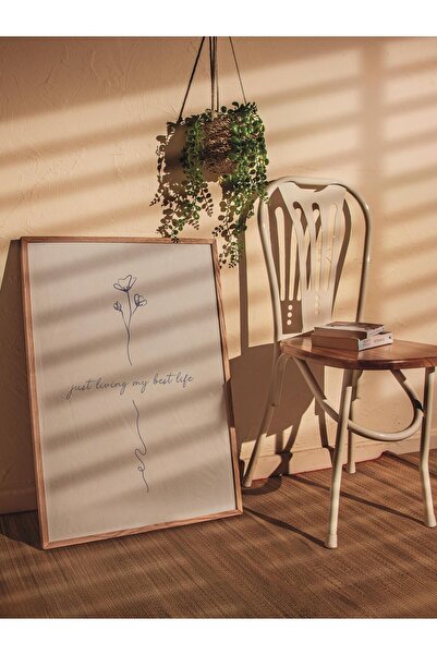 Postifull Soft Mavi Tablo Seti, 3 Adet Ahşap Çerçeve ve Poster - Yatak Odası, Mutfak, Salon Duvar Dekoru