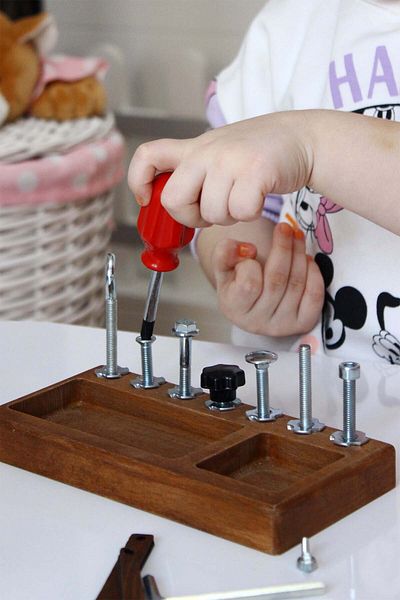 ALGWOOD Montessori Screwdriver Board, Skill Intelligence and Sensory Learning Set for Toddler
