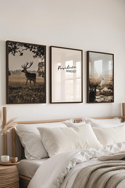Postifull Rustic Vintage Tablo Seti, 3 Adet Siyah Çerçeve ve Poster - Salon, Mutfak, Yatak Odası Duvar Dekor