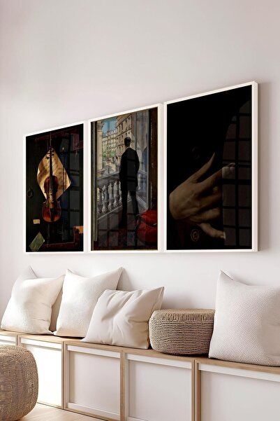 Postifull Vintage Painting Set, 3Pcs White Frame and Poster - Bedroom, Kitchen, Living Room Wall Decoration