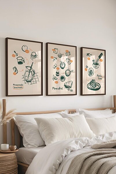 Postifull Minimalist Tablo Seti, 3 Adet Siyah Çerçeve ve Poster - Yatak Odası, Salon, Mutfak Duvar Dekoru
