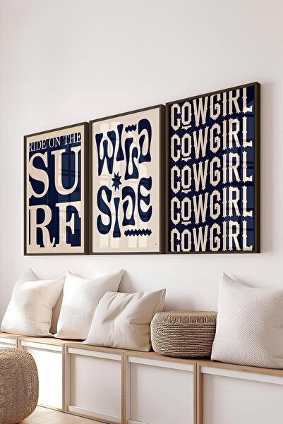 Postifull Minimalist Tablo Seti, 3 Adet Siyah Çerçeve ve Poster - Yatak Odası, Salon, Mutfak Duvar Dekoru