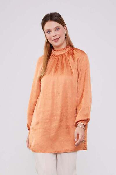 Levidor - Yakadan Ön Ortalara Büzdürmeli Model Tunik