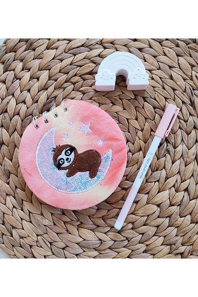 Pembe Çarşı Round Plush Small Notebook & Pen & Rainbow Note Holder