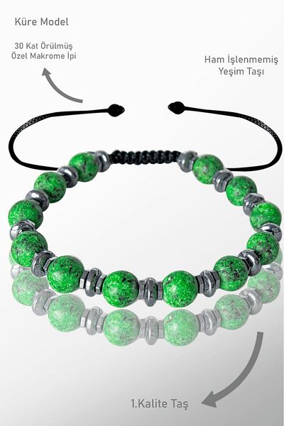 Tesbih Atölyesi Real Hematite Jade Bracelet - Certified and Adjustable