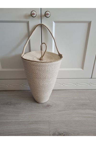 EGE ÖRGÜM Poşetlik Krem Renk Kapaklı Poşet Düzenleyici 30x19 Cm