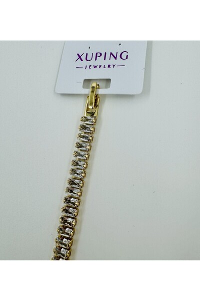 XUPING JEWELRY 14 Ayar Altın Kaplama Su Yolu Zirkon Taşlı Bileklik