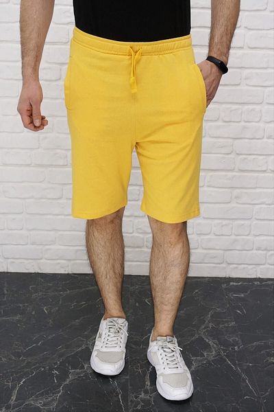 DYNAMO Men's Yellow Elastic Waist Pocket Shorts & Bermuda