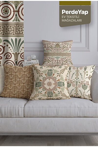 PerdeYap1980 Față de pernă cu imprimare digitală 4xl cu modele verde-crem 43x...