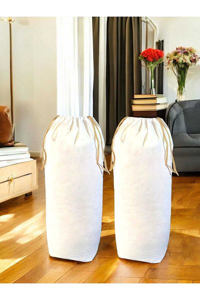 Balkan Room Xxlarge 104x62 Cm White Drawstring Bag Set of 2 - Carry Bag and Quilt Pillow