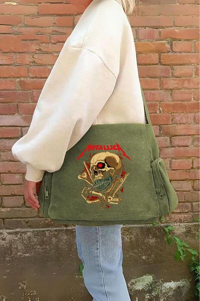 Touz Moda Τσάντα αγγελιοφόρου Unisex Green Metallica Printed