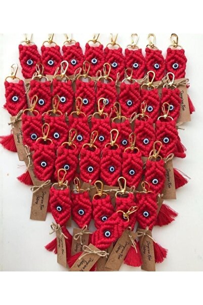 Es-Na Life Decoration ميدالية مفاتيح مكرامية حمراء 25 قطعة