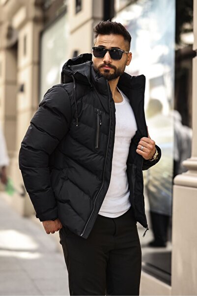 DOXGER Aurora Erkek Slim Fit Su ve Rüzgar Geçirmez Mont | Çıkarılabilir Kapüşonlu, 5 Cepli