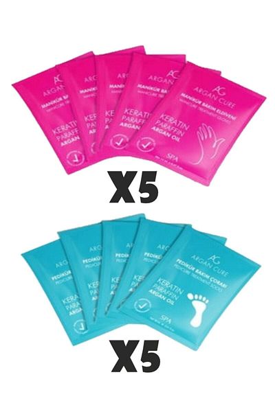 Argan Cure Manicure Cream Care Gloves X5 Pedicure Cream Care Socks X5 (Advantage Pack of 10)