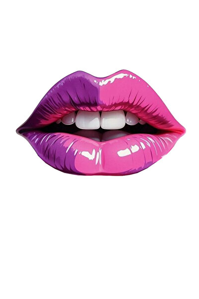 MegaSticker ملصق شفاه وردي أرجواني - 14x10 سم للسيارة والدراجة النارية والخوذ...