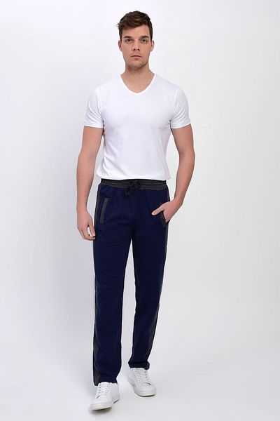 DYNAMO Pantaloni de sport pentru bărbați, albastru marină, mărimi mari, cu talie elastică și dungi laterale