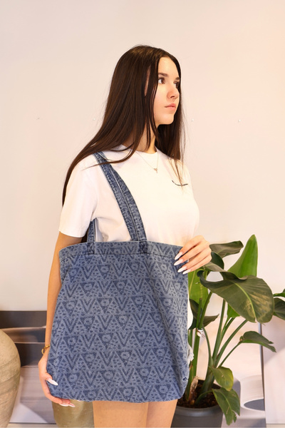 ICONE BAG Geantă tote pentru femei cu model cu volum mare - Pânză de mână și de umăr