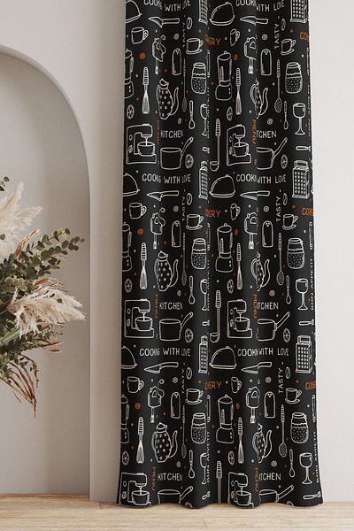 AYSHOME Cortina de bucătărie neagră Ays Home - Acordați atenție dimensiunilor