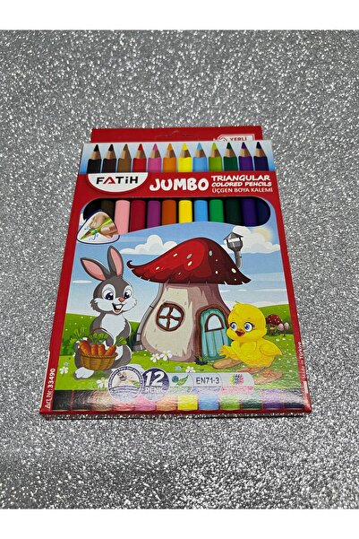 Fatih Teknik Kırtasiye Fatih 12 Renk Üçgen Jumbo Kuru Boya