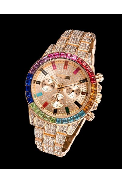 ÇENÇEN Exclusive Tamamı Taşlı Kadın Erkek Kol Saati