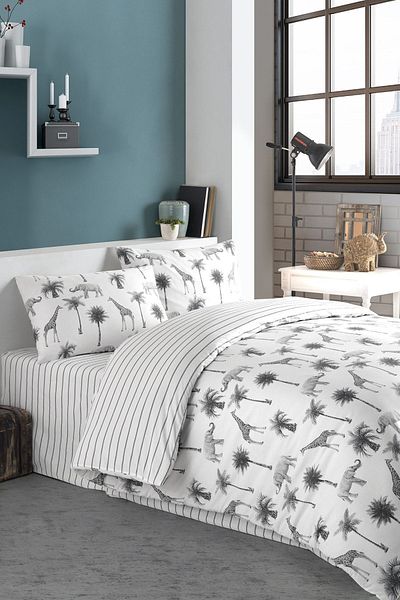 Cote Blanc Jungle 100% Cotton - Single Double Sided Duvet Cover Set
