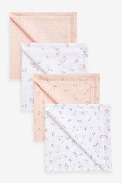 Next Baby 100% Cotton Pink Rabbit Patterned 4-Piece 70*70 cm Muslin Set