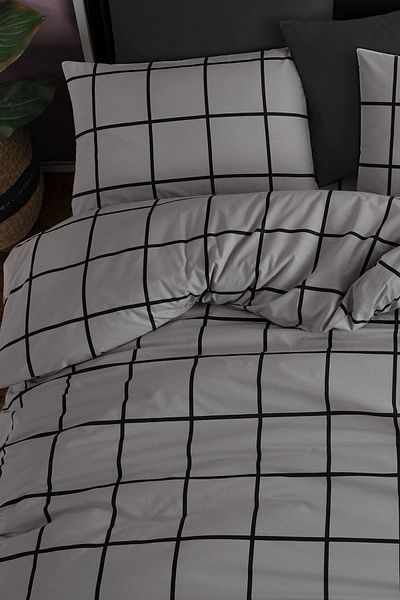 Cote Blanc Double Tile Gray Duvet Cover Set - 100% Cotton