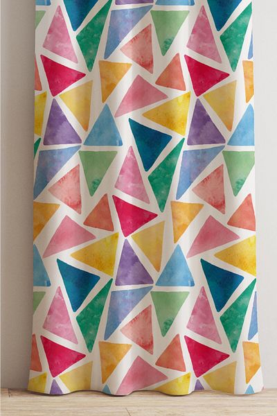AYSHOME AysHome- Colorful Triangle Patterned Background Curtain (purple the Size)