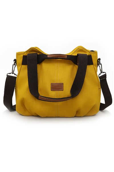Cappadocia Vintage 3212 Demeter Women's Mustard Yellow Shoulder Hand Casual Tote 100% Cotton Canvas Crossbody Bag with Pocket