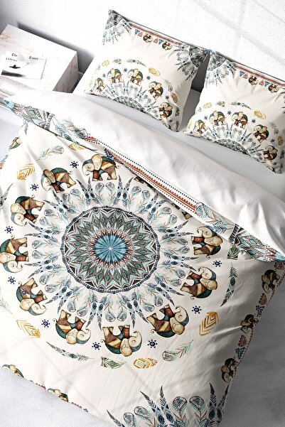 MonoHome King Size Elephant Mantra Set de lenjerie de pat dublu din satin de ...