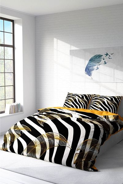 PerlaSera 3D Custom Designed Zebra Feather Duvet Cover Set - Double, Cotton Satin, Tightly Woven