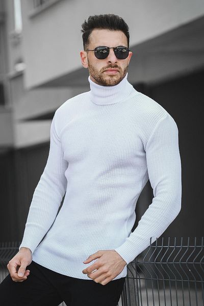 Oksit Pulover pentru bărbați Seka 813 Thin Ribbed Slim Fit