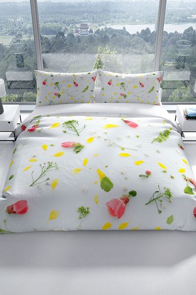 PerlaSera Garden 3d Cotton Satin Double Duvet Cover Set