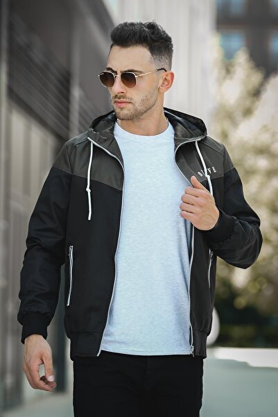 Oksit Believe Baskılı Suya Dayanaklı Slim Fit Erkek Mevsimlik Mont Yağmurluk