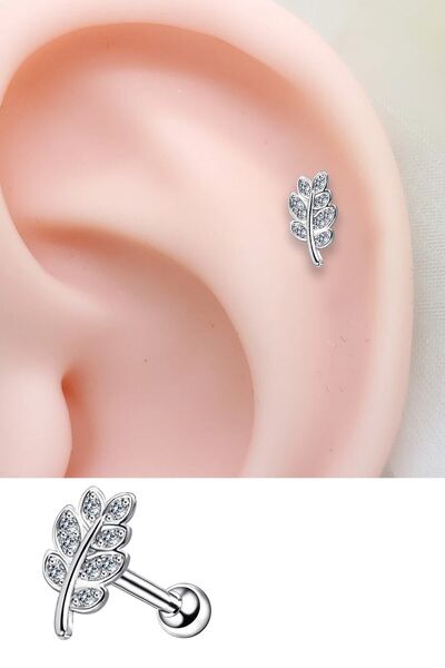 Salyangoz Company Cerrahi Çelik Taşlı Yaprak Figürlü Tragus Helix Kıkırdak Pi...