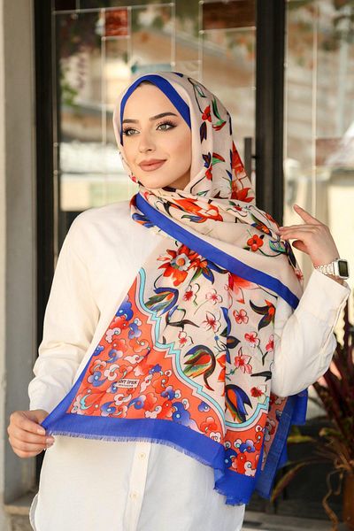 Hint İpek Wool Cashmere Patterned Shawl Model - Yunkv01-09