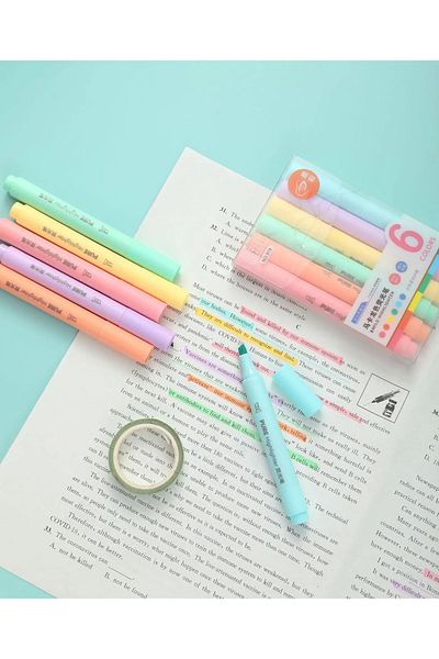 YEŞİL KIRTASİYE Pastel Color Mini Highlighter Pen Set of 6