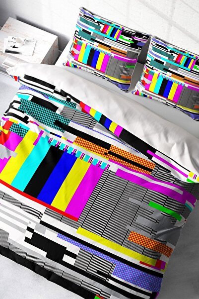 MonoHome Set lenjerie de pat dublu din bumbac țesut dens satin 3D Design pers...