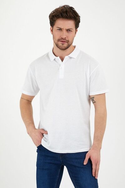 Koçibar Erkek Beyaz Polo Yaka Lakost Tshirt