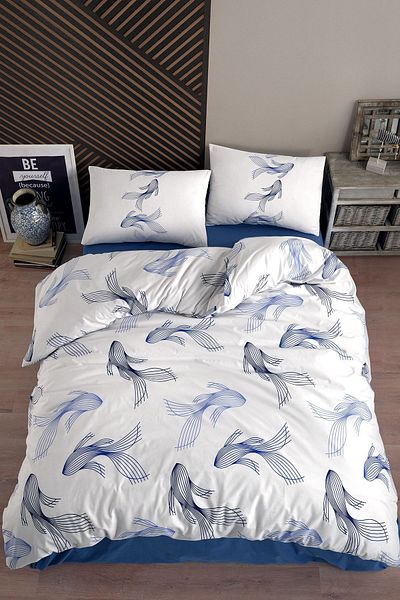 Cote Blanc Barbella Blue - Set cuvertură dublă 100% bumbac