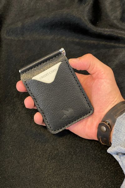 MAT Deri Men's Genuine Leather Slim Practical Card Holder Wallet - with Money Clip
