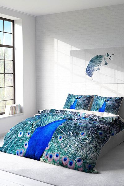 PerlaSera 3D Custom Design - Double Cotton Satin Duvet Cover Set, Pauw
