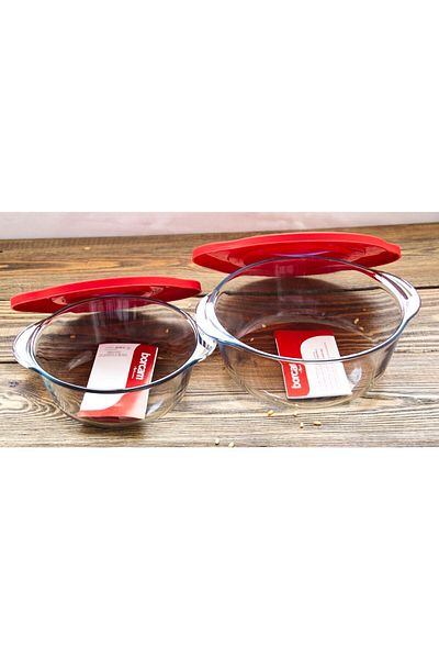 Paşabahçe 59123-59133 Borcam Pls. Storage Container with Lid Set of 2