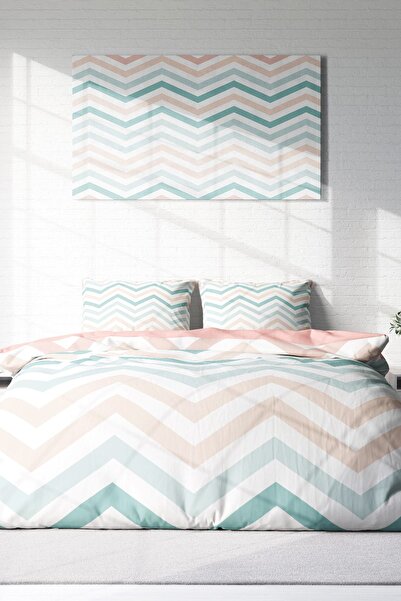 PerlaSera Σετ Παπλωματοθήκη Τρισδιάστατη Προσαρμοσμένη Σχεδίαση - Ζιγκ-ζαγκ, Διπλό, Βαμβακερό Σατέν