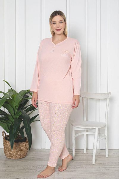 Farya Home X-dreamy Plus Size - Cotton Patterned Long Sleeve Pajamas Set