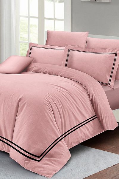 PerlaSera Luxury 3D Custom Design - Double Duvet Cover Set, Tight Woven Cotton Satin, Powder