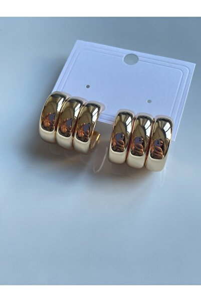 Lavian Accessories Gold Renk Üçlü Triple Bombe Halka Küpe
