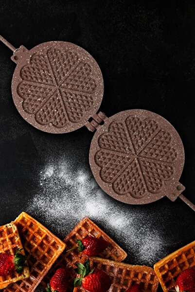 Gerçektrend قالب وافل جرانيت 6 حجرات على شكل قلب