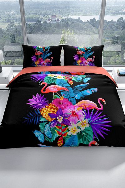 Cattleya Flamingo III 3d Cotton Satin Double Duvet Cover Set